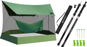 Camping Tarp   Poles, 4-Section Heavy Duty Aluminum Telescoping Poles, Large Tapr for Hammock
