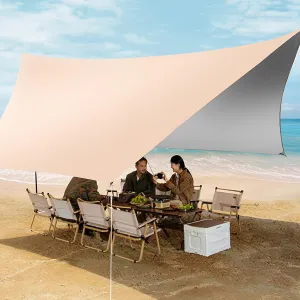 Camping Tarp Under Tent Waterproof with 2 Poles Backpacking Tarp Tent Ultralight Portable & UV Protection Camping Tent Tarp with 6 Ground Nails & 6 Windproof Ropes for Outdoor Adventure,10m²