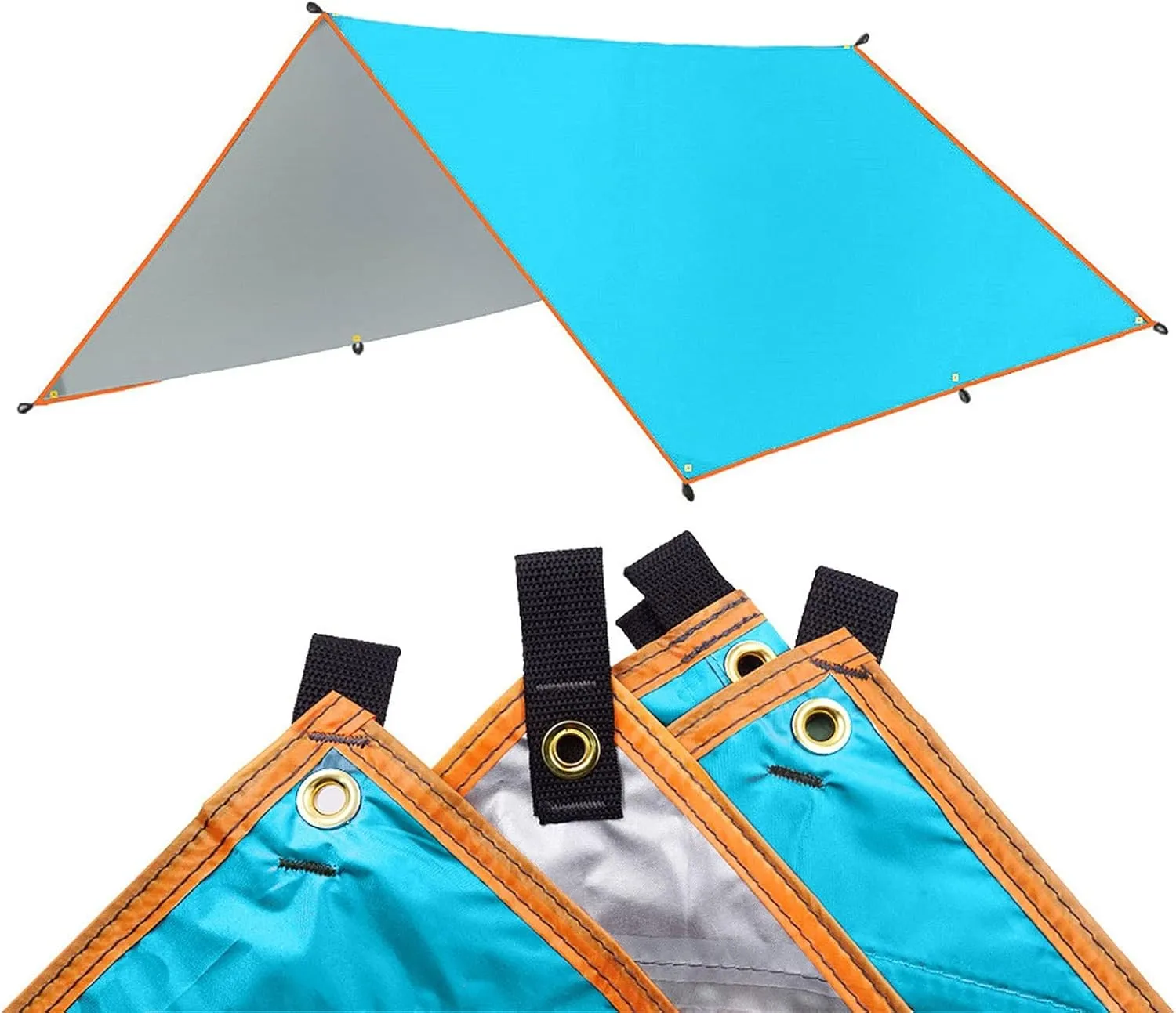 Camping Tarp,3x3 3x4 3x5 Tarp Awning Waterproof Sunshade Ultralight Canopy Sunshade Outdoor Camping Sun Shelter Hammock Rain Fly (Color : Blue, Size : 300 * 500 Cm)