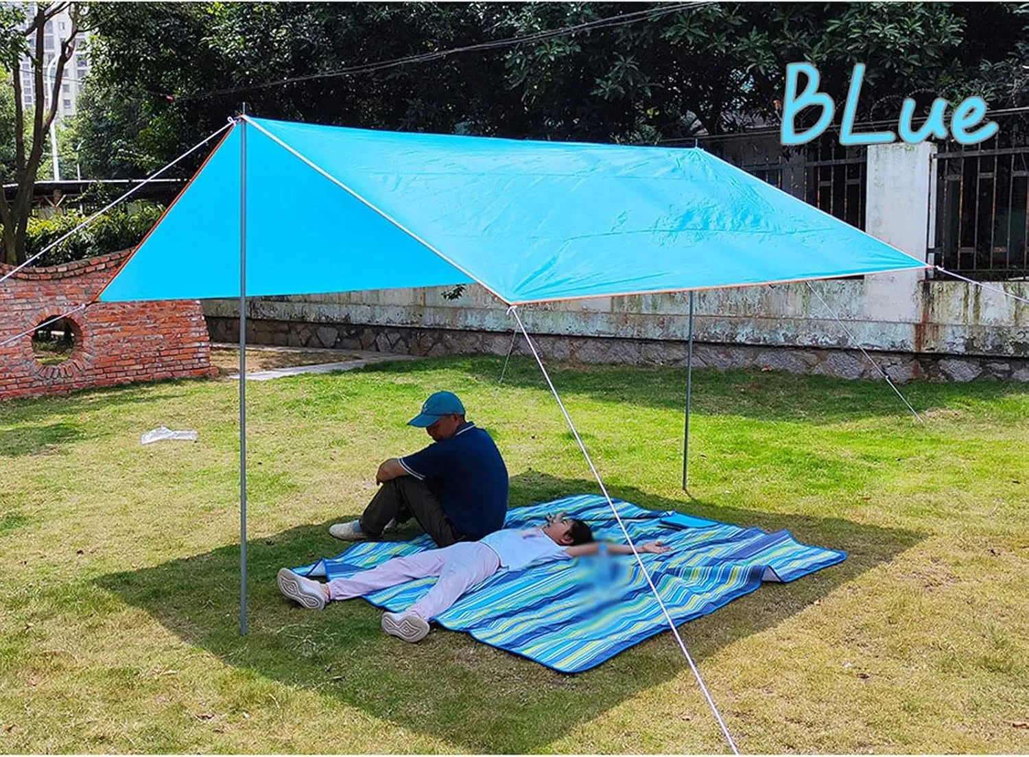 Camping Tarp,3x3 3x4 3x5 Tarp Awning Waterproof Sunshade Ultralight Canopy Sunshade Outdoor Camping Sun Shelter Hammock Rain Fly (Color : Blue, Size : 300 * 500 Cm)