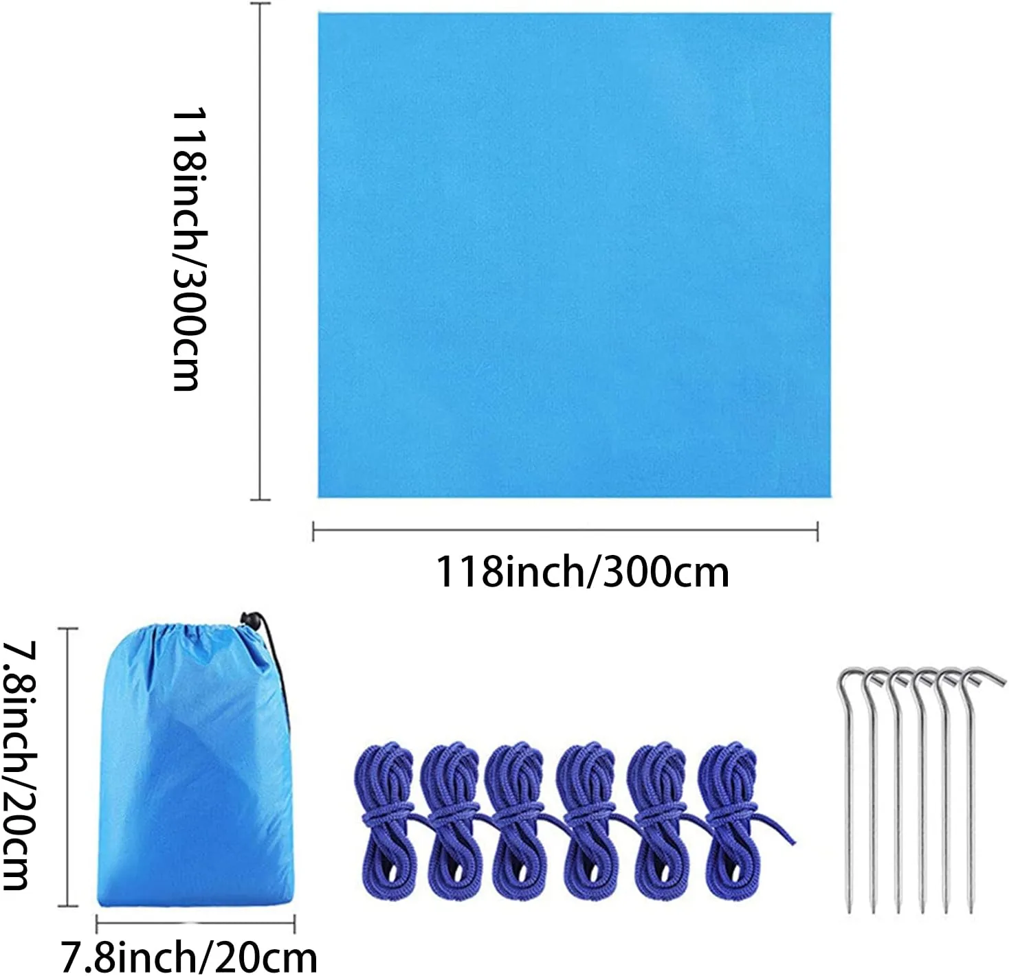 Camping Tarpaulin Rain Shed Easy to Install Camping Tarpaulin Tent Suitable for Backpacking Trekking Adventure Survival Equipment 118inch