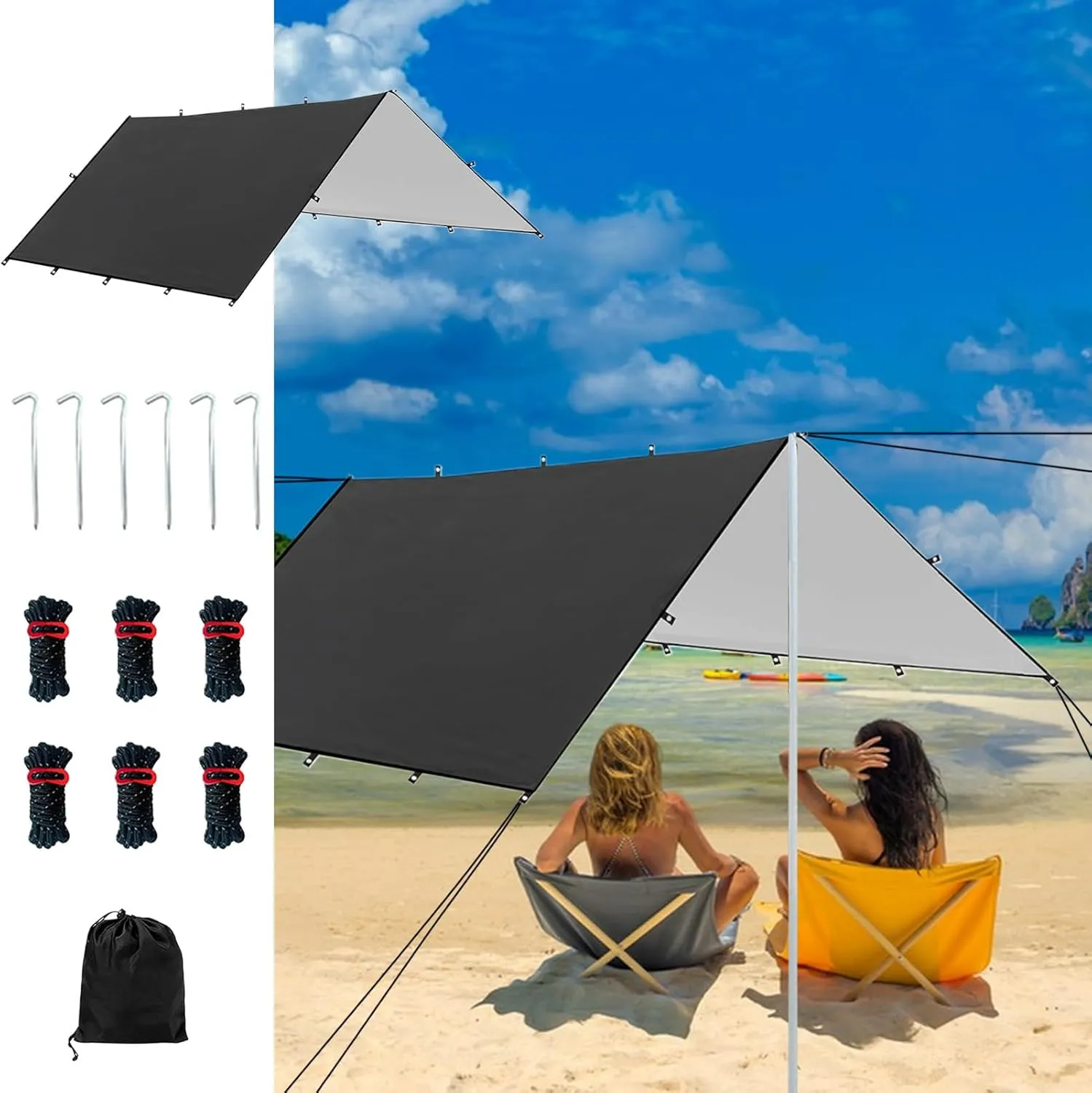 Camping Tarp,Lightweight Shelter Cover - Weatherproof Lightweight Tent Tarp for Backpacking, Survival, Picnic, Climbing, Travel