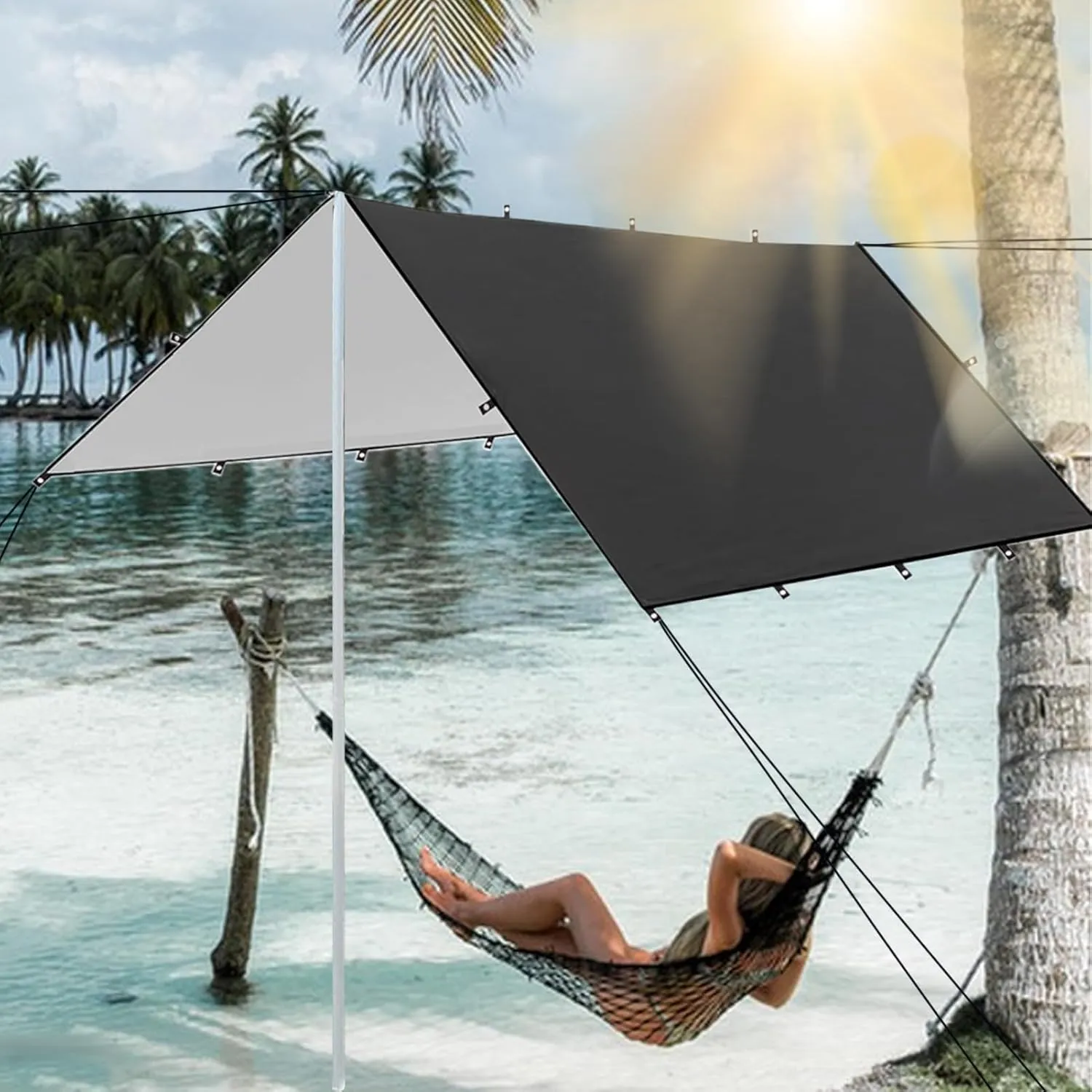Camping Tarp,Lightweight Shelter Cover - Weatherproof Lightweight Tent Tarp for Backpacking, Survival, Picnic, Climbing, Travel