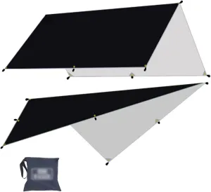 Camping Tarp,Outdoor Waterproof Tarp 3x3 3x4 3x5 Sunshade Camping Canopy with Silver Coating 300x300 Lightweight Portable Flysheet for Tent (Color : Black, Size : 3x3m)