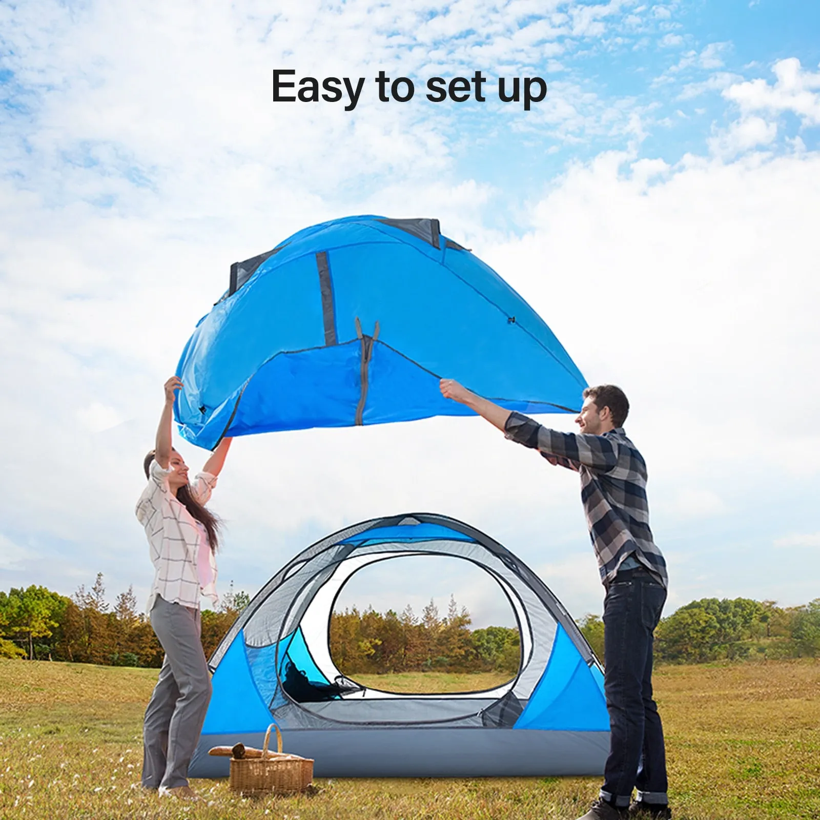 Camping Tent 2 Person Aluminum Pole Lightweight Double Layer Portable Tent