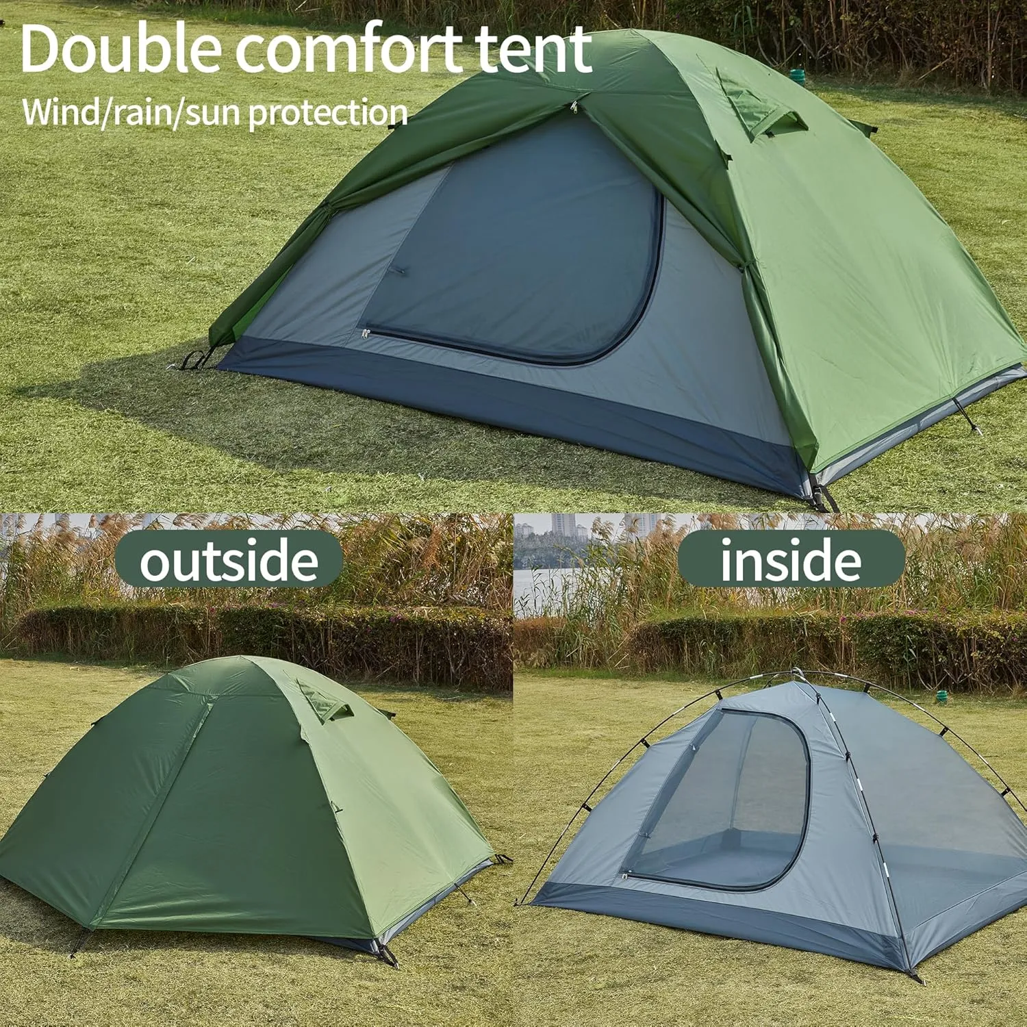 Camping Tent 2/3/4 Person 7.2' x 5.3' x 43 in(H) Waterproof Lightweight Tent Double Layer Dome Tent for Camping Hiking Large Size Easy Setup Tent,Backpacking Tent