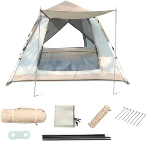 Camping Tent 3-4 5-8 Persons Cube One-Touch Tent Fishing Beige Blue Camping Supplies Automatic Lightweight Roof Top Hexagonal (Typea3 4 People)