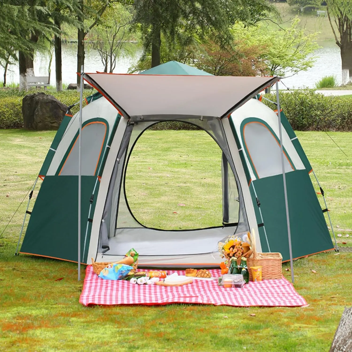Camping Tent 3/4Person Weatherproof Tents, Dome Tent for Camping and Hiking, Double Layer Waterproof Tent, includes Rainfly