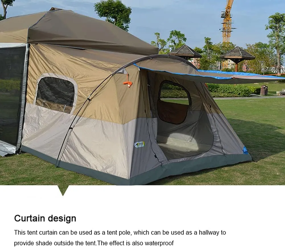 Camping Tent 8-10 Persons Lightweight Family Camping Tent Uv Resistant Outdoor Folding Tent, Easy to Install (Overall Khaki)