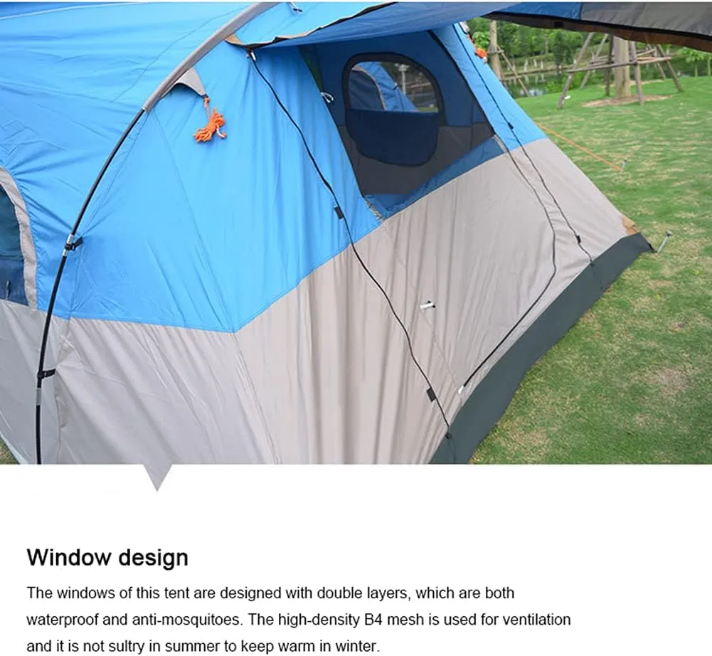 Camping Tent 8-10 Persons Lightweight Family Camping Tent Uv Resistant Outdoor Folding Tent, Easy to Install (Overall Khaki)