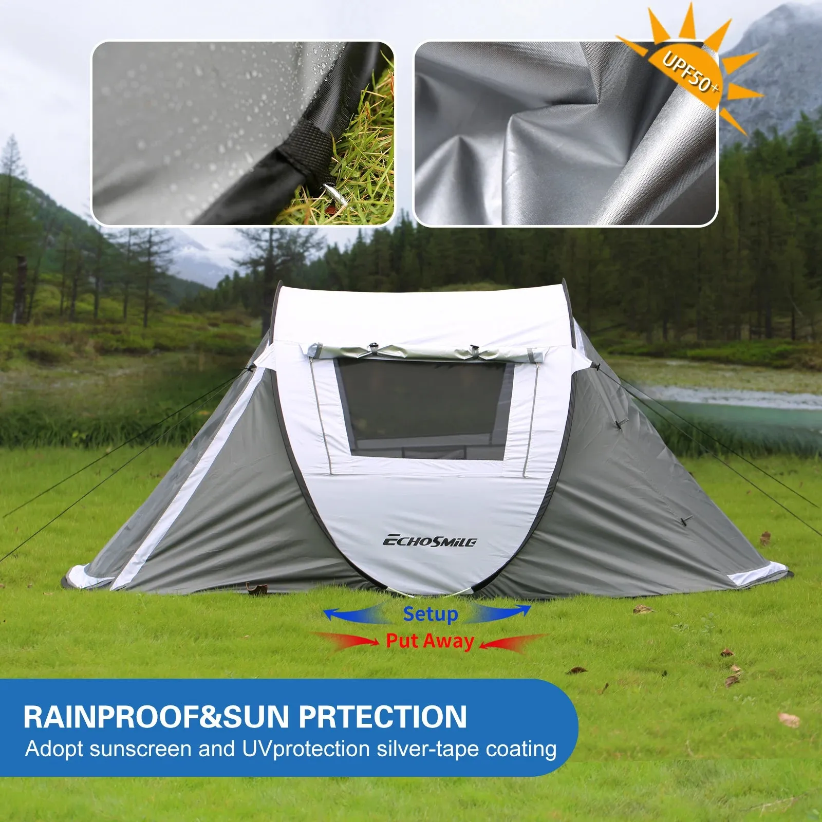 Camping Tent, Convenient to Carry for 2 People, Automatic Set up High Quality Tent