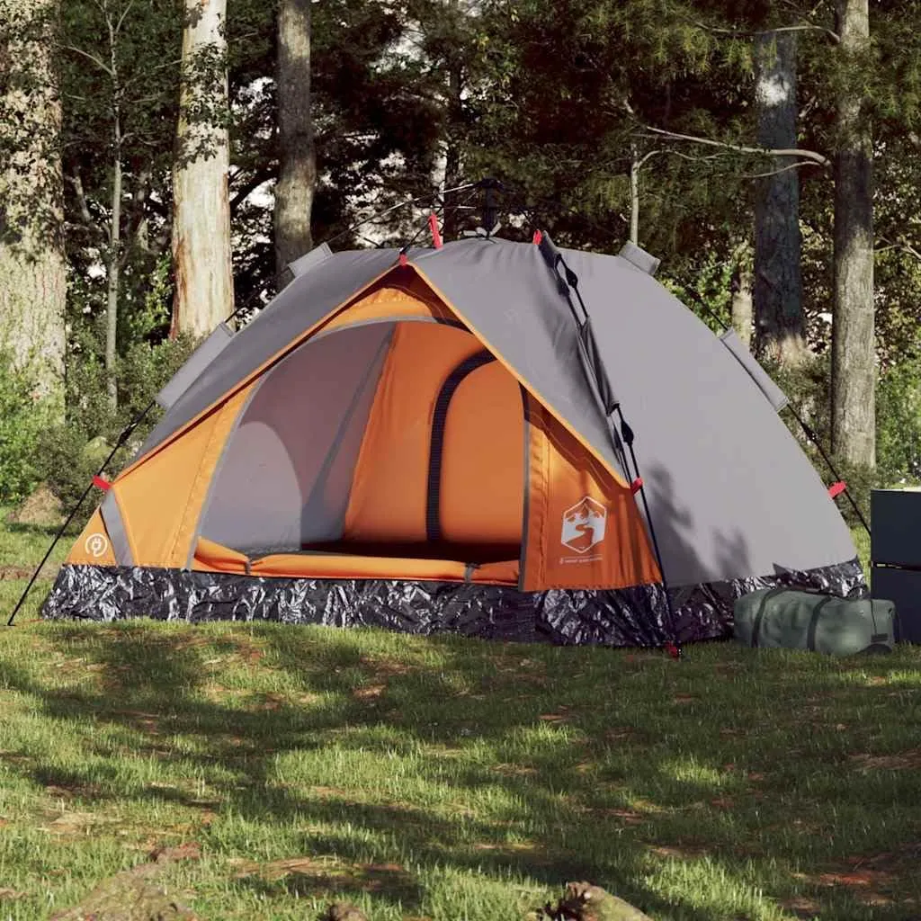 Camping Tent Dome 3-Person Gray and Orange Quick Release3,6KG