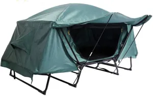 Camping Tent Multi-Purpose Fishing Tent Bed Off-Ground Tent Warm Double-Layer Tent with Carry Bag Triangle Canvas Teepee