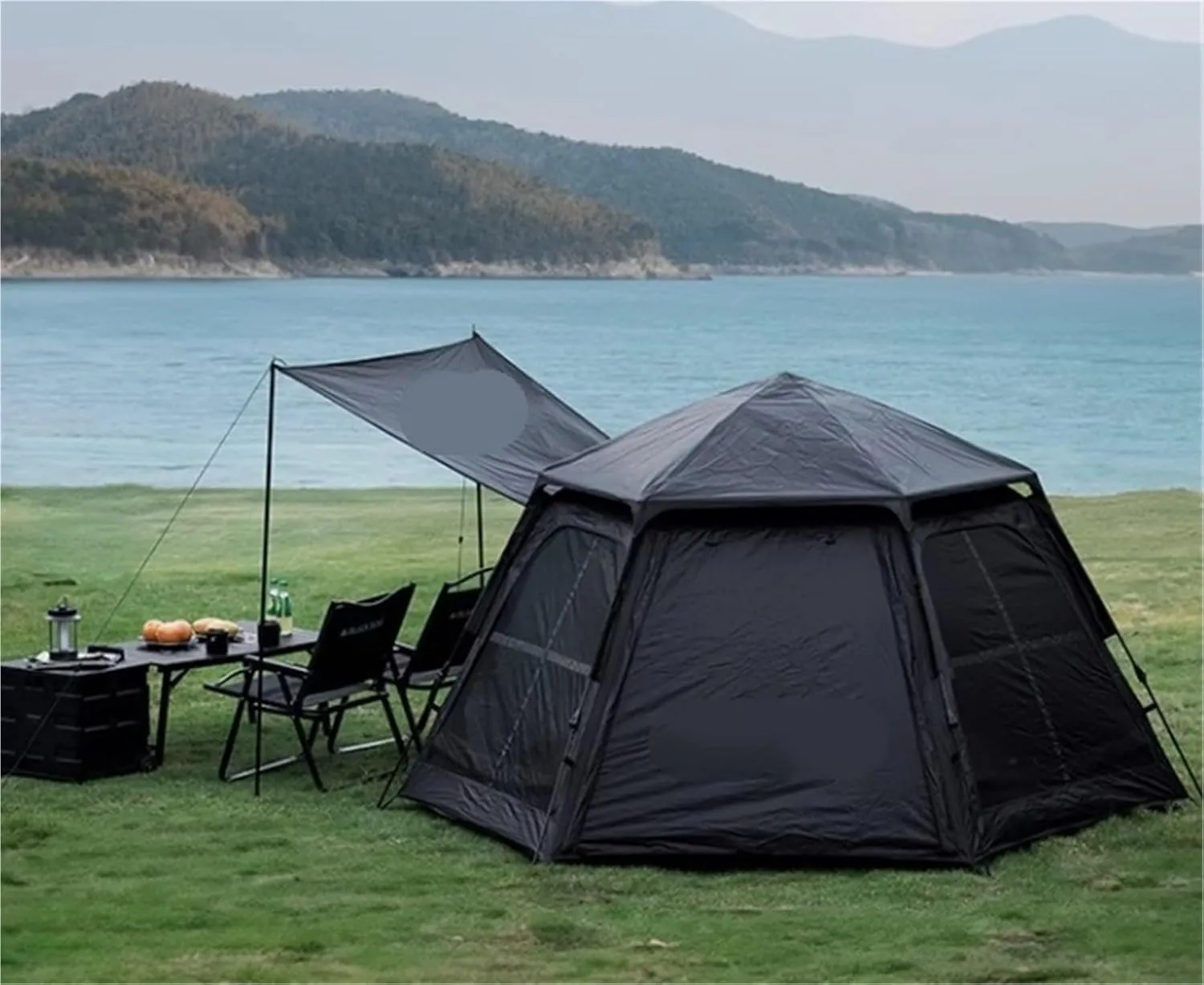 Camping Tent Outdoor Camping Canopy Two in One Thickened Rainproof Fully Automatic Hexagonal Tent