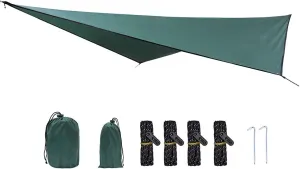 Camping Tent Tarp, 210T Polyester Fabric Outdoor Camping Shelter Rhombic Sun Proof Camping Ground Mat Tent for Outdoor Hiking (Forest Green)