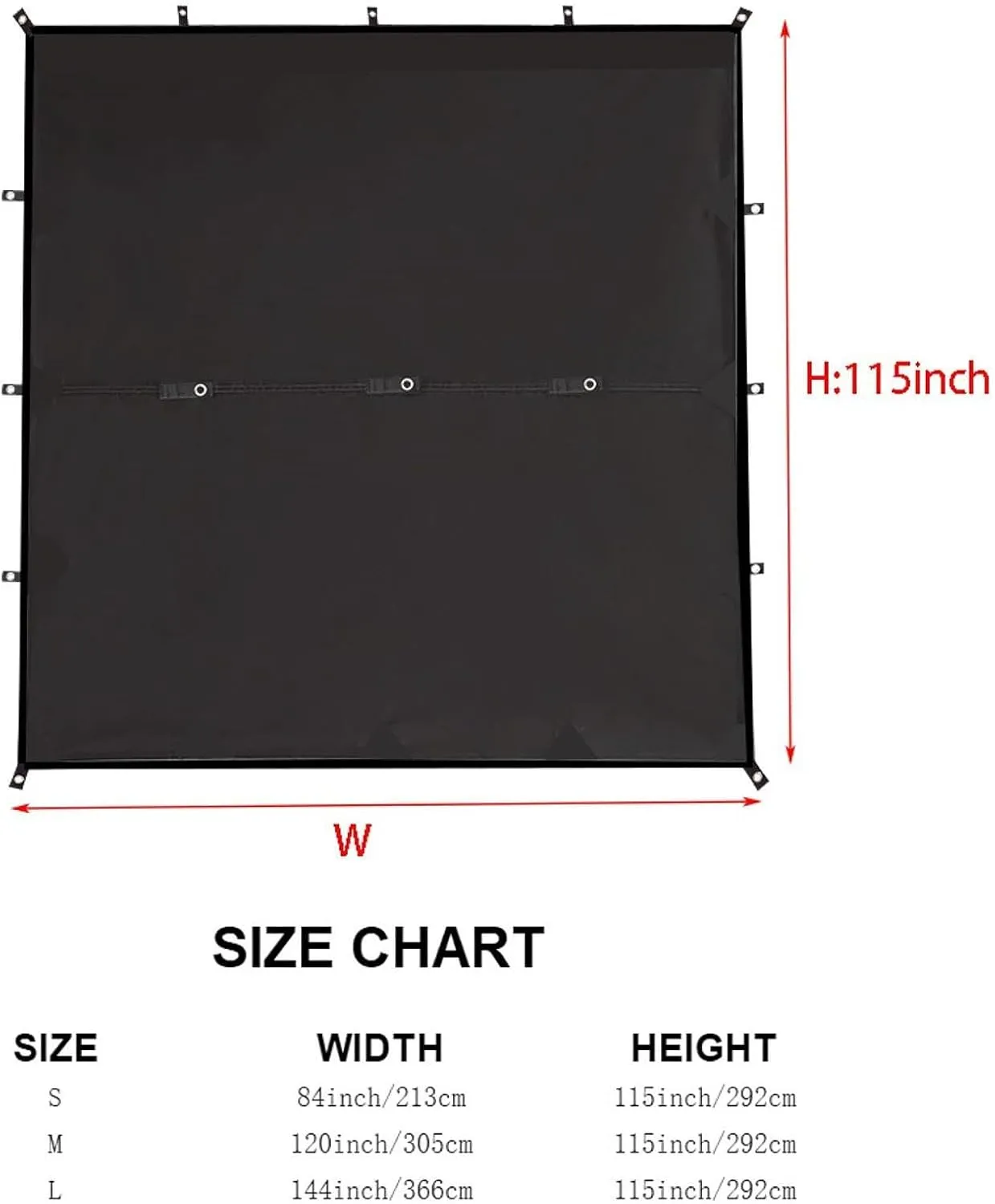 Camping Tent Tarp Sun Canopy with 6 Stakes and 6 Ropes Waterproof Multifunctional for RV Car Truck Side Shade Lightweight, Black M