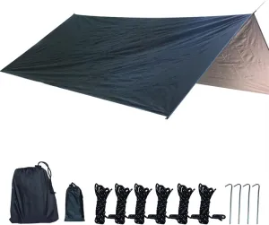 Camping Tent Tarp,Hammock Rain Fly Tarp,Waterproof Tarp Backpacking,Multifunctional Tarp Tent for Camping Tarp for Camping, Hiking and Outdoor Activities (Color : Black) (Black)