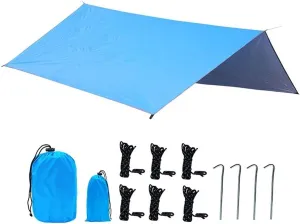 Camping Tent Tarp,Hammock Rain Fly Tarp,Waterproof Tarp Backpacking,Multifunctional Tarp Tent for Camping Tarp for Camping, Hiking and Outdoor Activities (Color : Black) (Blue)