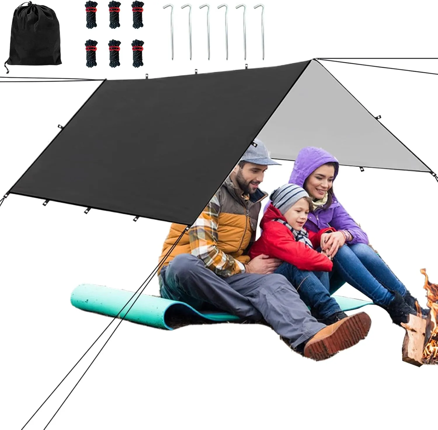 Camping Tent Tarps | Portable Shelter Cover | Weatherproof Lightweight Tent Tarp for Backpacking, Survival, Picnic, Climbing, Travel