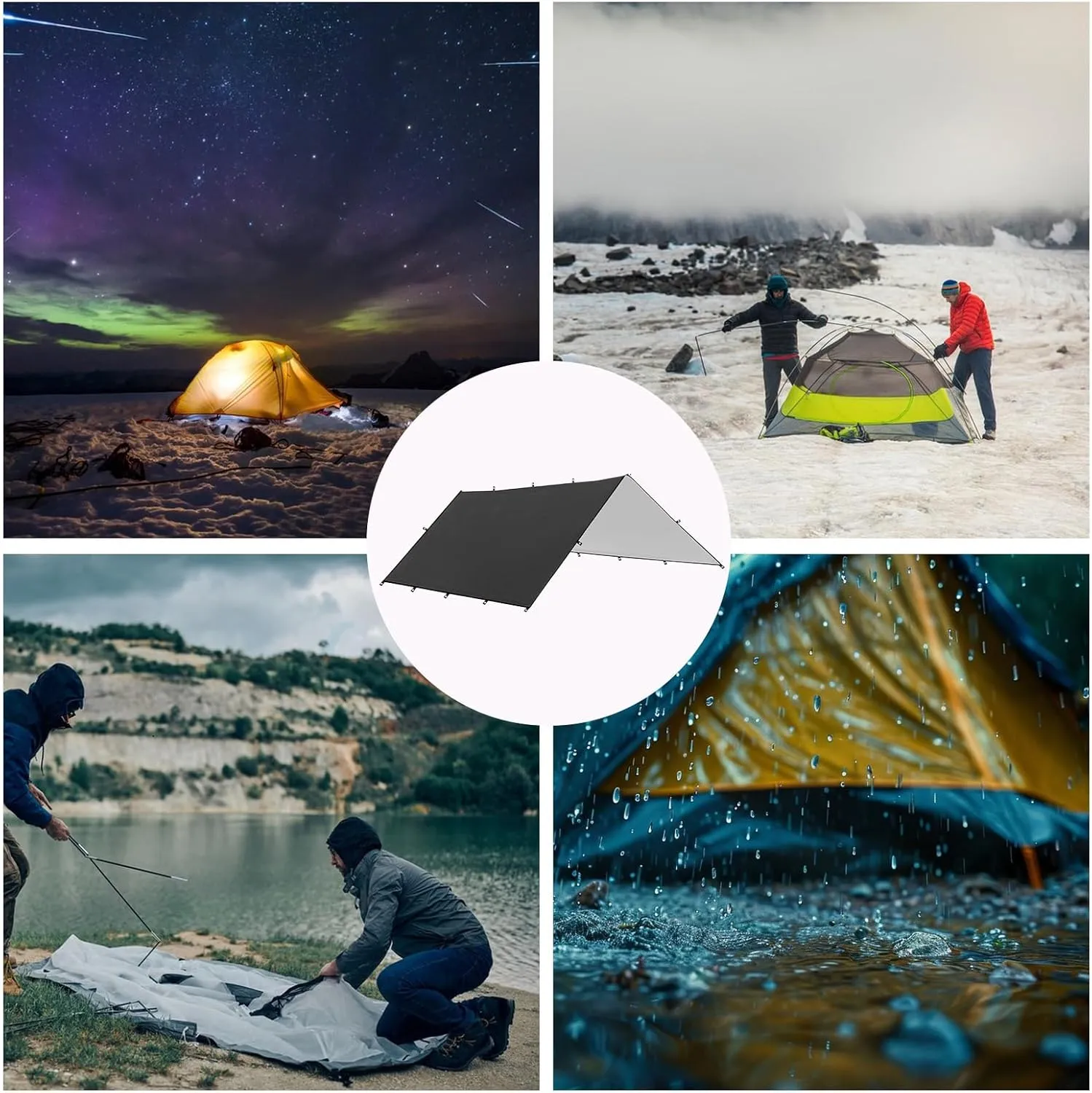 Camping Tent Tarps | Portable Shelter Cover | Weatherproof Lightweight Tent Tarp for Backpacking, Survival, Picnic, Climbing, Travel