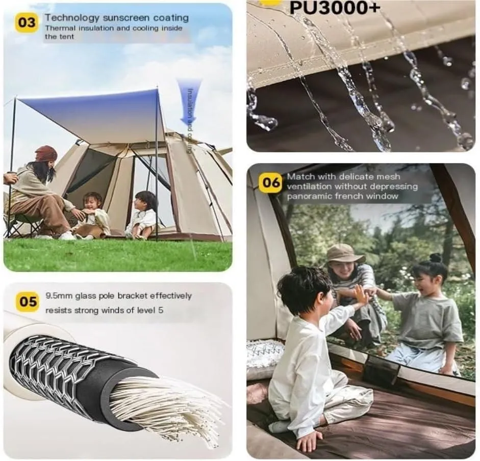 Camping Tent Tent Outdoor Camping Windproof Tent Camping Fully Automatic Double Layer Tent Outdoor Portable Awning Waterproof Tent