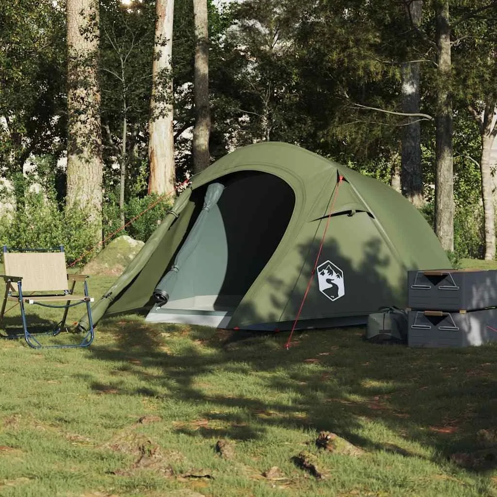 Camping Tent Tunnel 3-Person Olive Green Waterproof vidaXL vidaXL