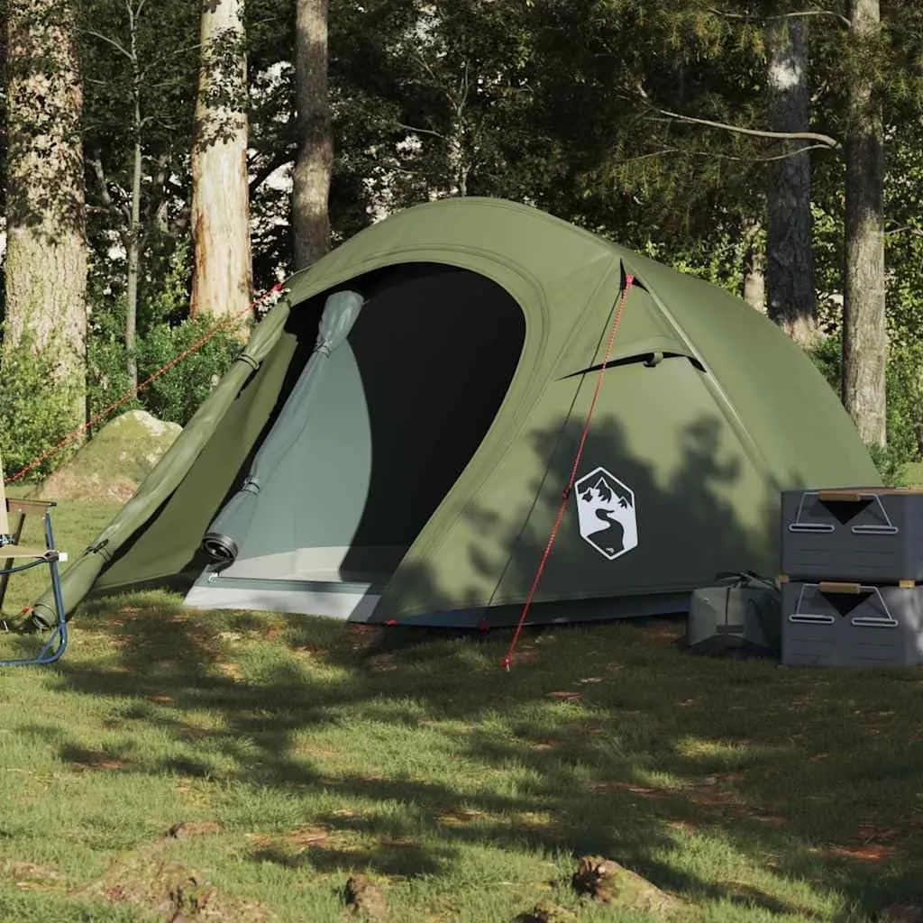 Camping Tent Tunnel 3-Person Olive Green Waterproof vidaXL vidaXL
