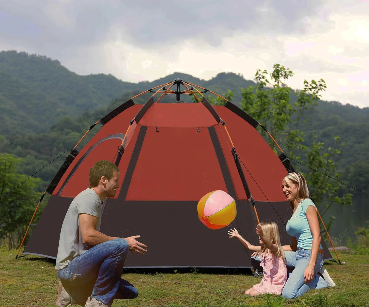 Camping Tent with Instant Setup, 2/3 Person Weatherproof Tent Easy Quick Set Up in 60 Seconds with Rainfly Backpack Tent for Family Camping & Hiking, Upgraded Ventilation,Center Height 66-inch