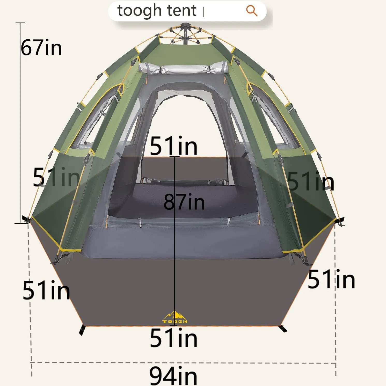 Camping Tent with Instant Setup, 2/3 Person Weatherproof Tent Easy Quick Set Up in 60 Seconds with Rainfly Backpack Tent for Family Camping & Hiking, Upgraded Ventilation,Center Height 66-inch