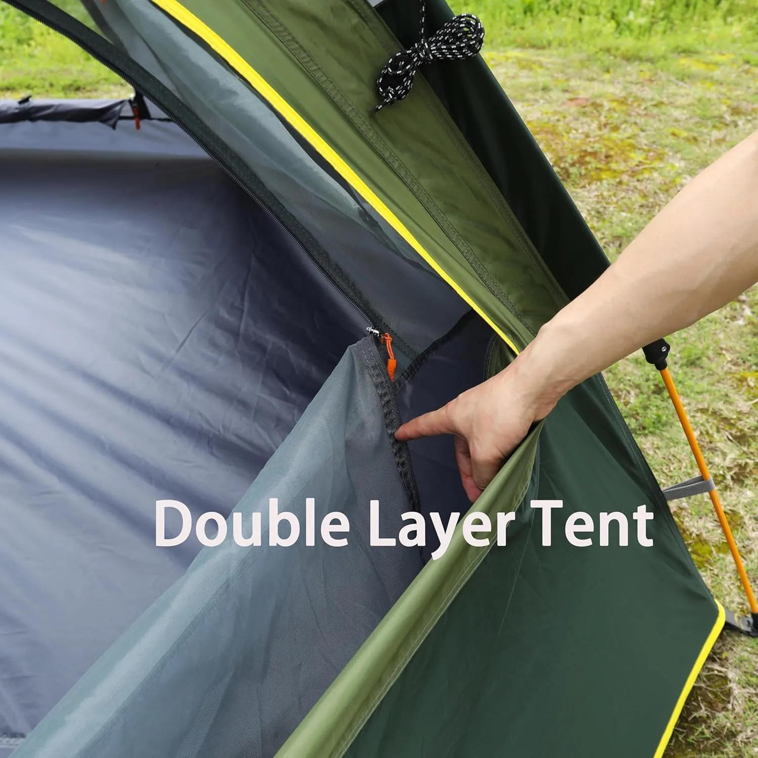 Camping Tent with Instant Setup, 2/3 Person Weatherproof Tent Easy Quick Set Up in 60 Seconds with Rainfly Backpack Tent for Family Camping & Hiking, Upgraded Ventilation,Center Height 66-inch