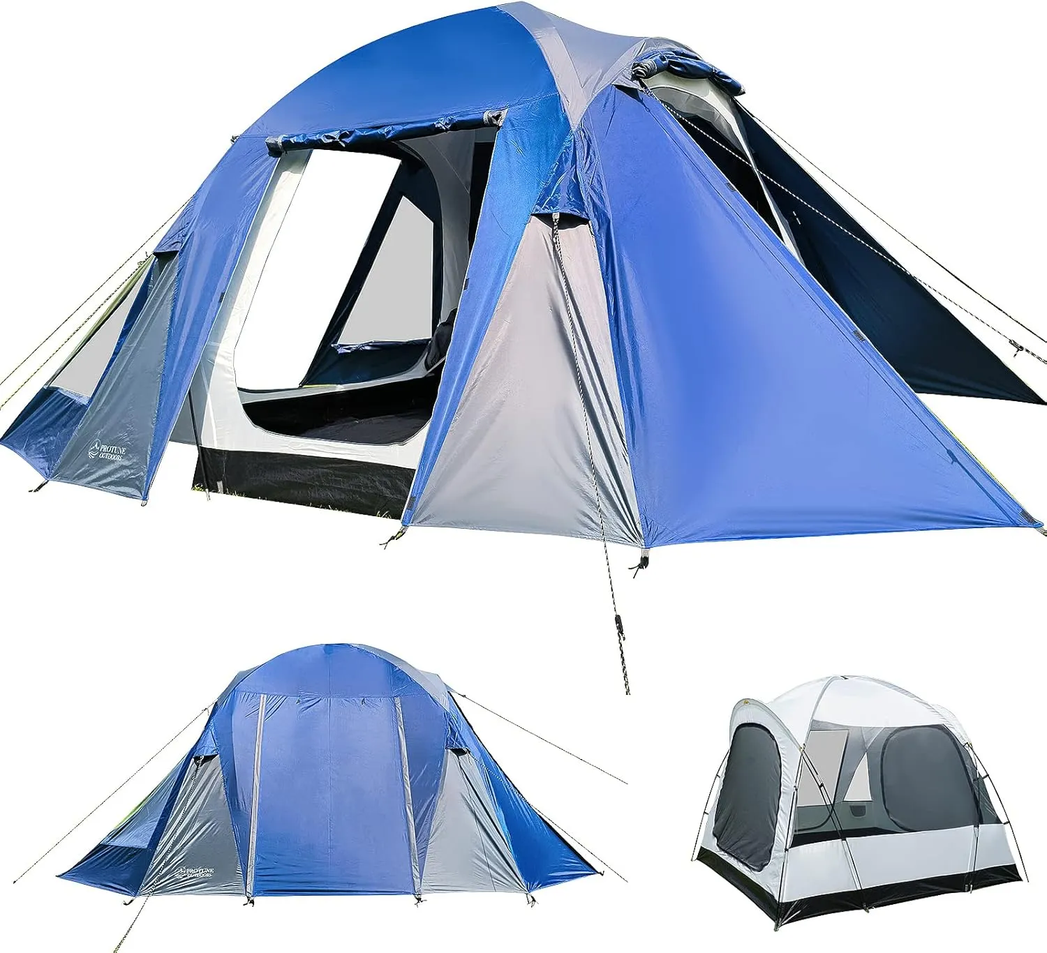 Camping Tent,4/5 Person Family Tent Double Layer Outdoor Tent with Water Proof Rainfly,3 Large Entrances Doors,Oversize Inner Pockets to Organize Stuffs,Portable Huge Dome Tent for Outdoor Camping