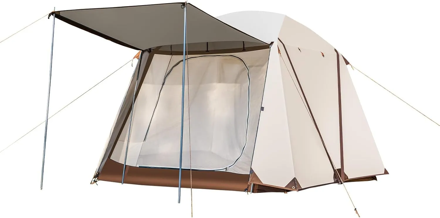 Camping Tents, 3-4 People Waterproof Cabin Tents, Double Layer Family Camping Tent with 2 Doors 360 Degree Panoramic Screen Window, Beach Tent with Carry Bag for Outdoor Hiking
