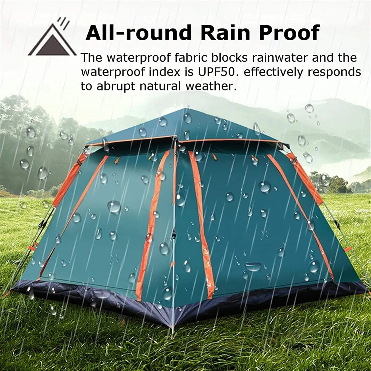 Camping Tents 6-7 Person Camping Tent Automatic Waterproof Tent with Top Rainfly Instant Cabin Tent Advanced Venting Design