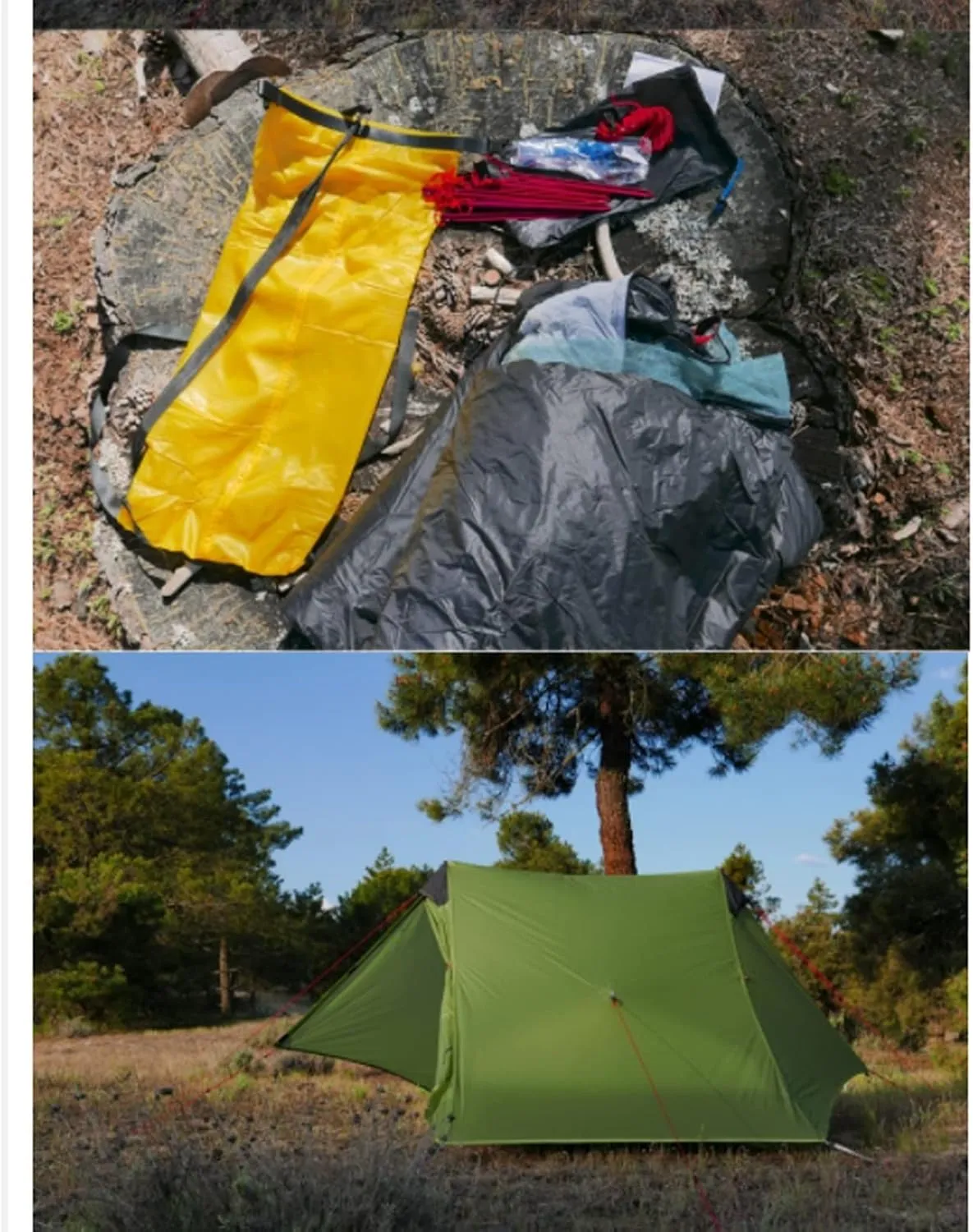 Camping Tents,2022 New 2 Person Ultralight Camping Tent 3 Season Professional 15d Rodless Tent (Color : Green 2P, Size : 4 Season)