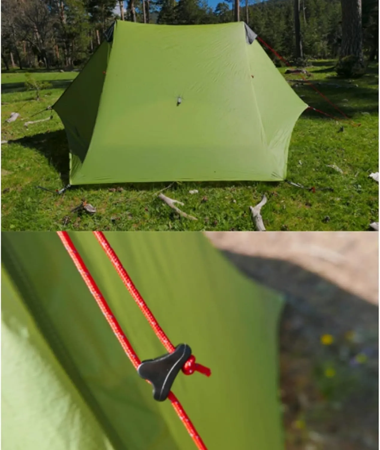 Camping Tents,2022 New 2 Person Ultralight Camping Tent 3 Season Professional 15d Rodless Tent (Color : Green 2P, Size : 4 Season)