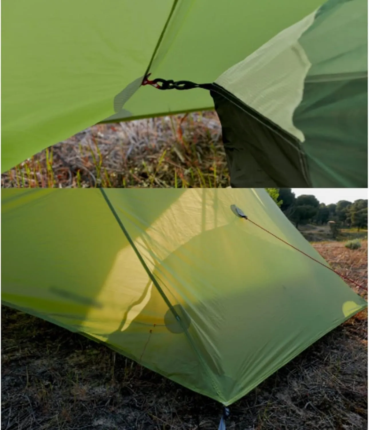 Camping Tents,2022 New 2 Person Ultralight Camping Tent 3 Season Professional 15d Rodless Tent (Color : Green 2P, Size : 4 Season)