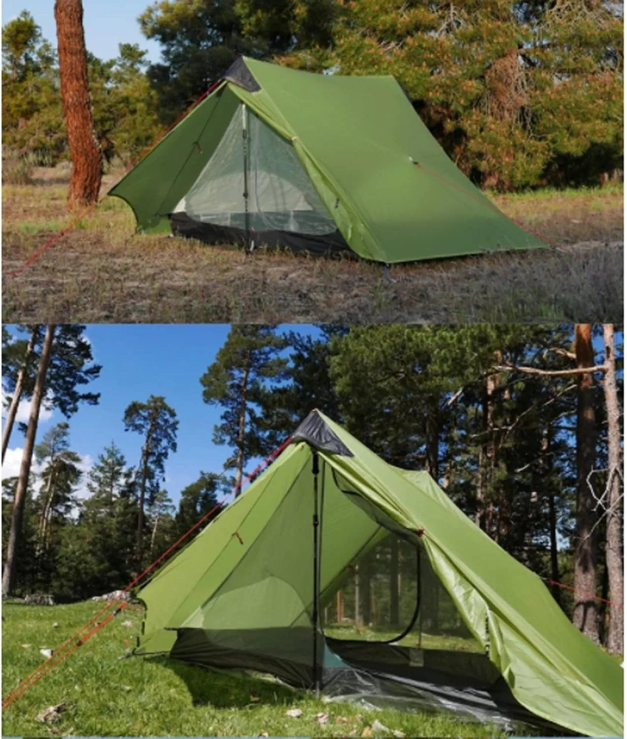 Camping Tents,2022 New 2 Person Ultralight Camping Tent 3 Season Professional 15d Rodless Tent (Color : Khaki 2P, Size : 4 Season)