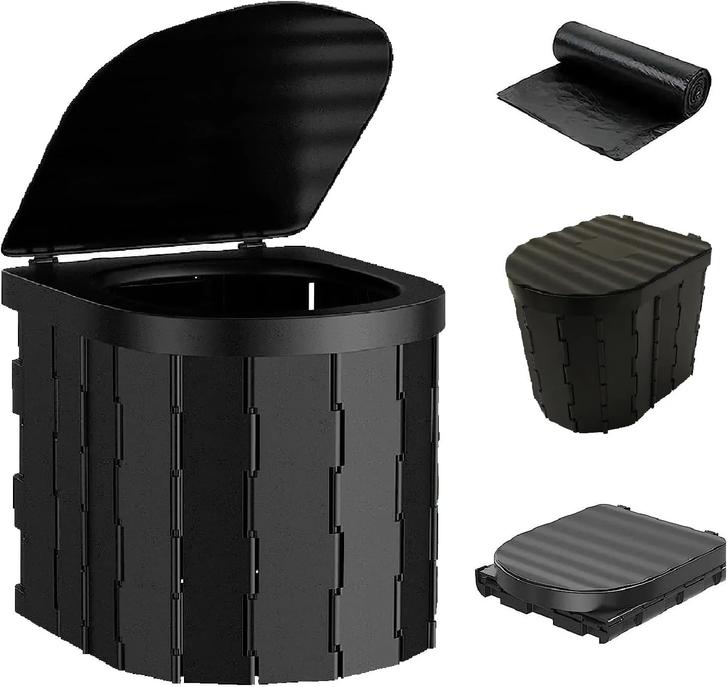 Camping Toilet, Portable Toilet for Adults Outdoor, Folding Camp Toilet with Lid, Composting Toilets for Hiking, Camping, Car, Waterproof Porta Potty, Car Camping Essentials