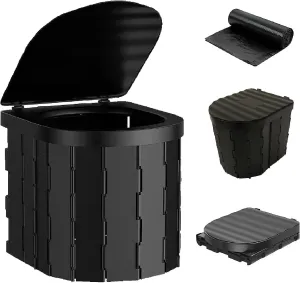 Camping Toilet, Portable Toilet for Adults Outdoor, Folding Camp Toilet with Lid, Composting Toilets for Hiking, Camping, Car, Waterproof Porta Potty, Car Camping Essentials