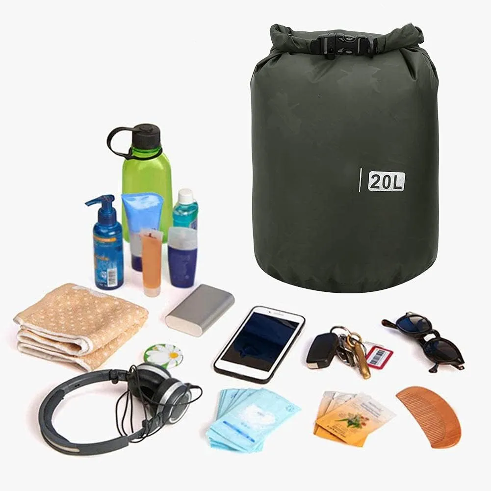 Camping Waterproof Storage Bag, PVC Outdoor Foldable Barrel Dry Bag, Boat Fishing Backpack for Camping Hiking Beach Travel Fishing (20L)