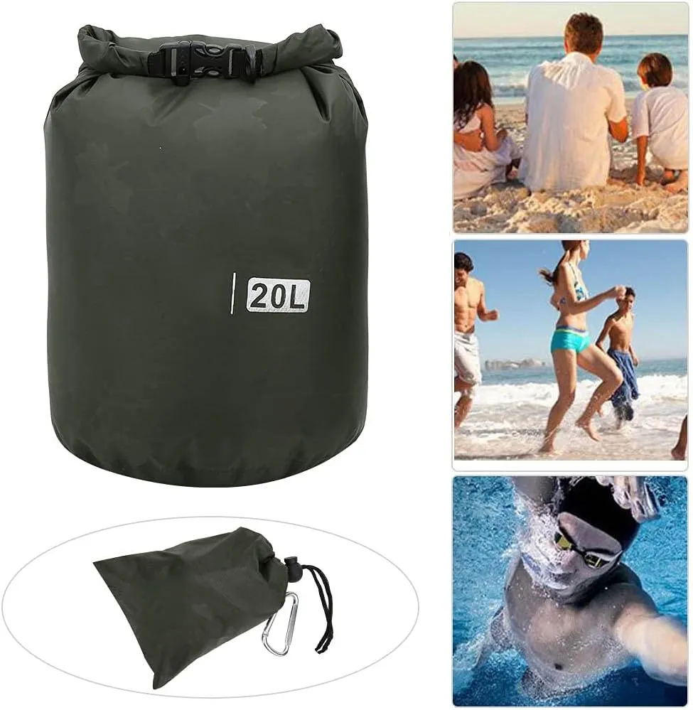 Camping Waterproof Storage Bag, PVC Outdoor Foldable Barrel Dry Bag, Boat Fishing Backpack for Camping Hiking Beach Travel Fishing (20L)