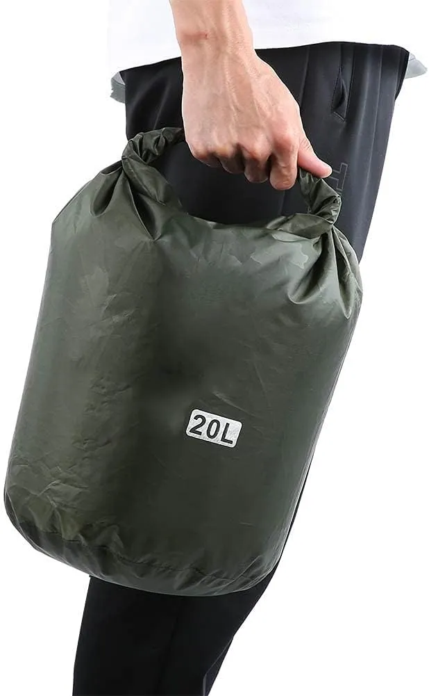 Camping Waterproof Storage Bag, PVC Outdoor Foldable Barrel Dry Bag, Boat Fishing Backpack for Camping Hiking Beach Travel Fishing (20L)