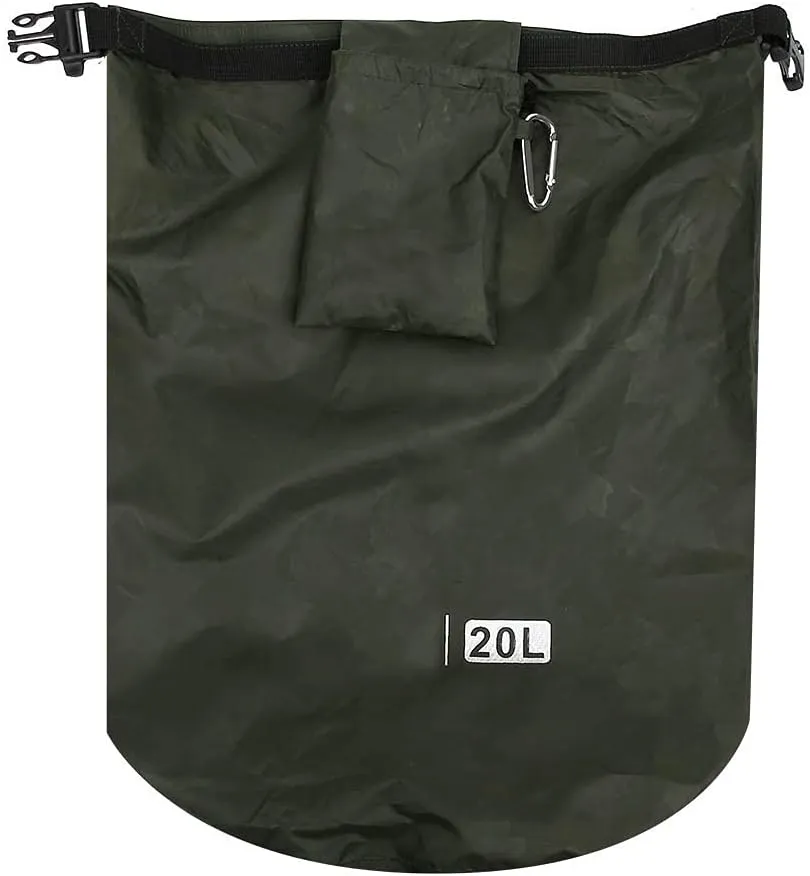 Camping Waterproof Storage Bag, PVC Outdoor Foldable Barrel Dry Bag, Boat Fishing Backpack for Camping Hiking Beach Travel Fishing (20L)