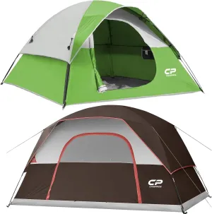 CAMPROS CP Tent for Camping 3 Person and 6 Person, Dome Tents for Camping, Waterproof Windproof Backpacking Tent, Easy Set up Small Lightweight Tents, for All Seasons Hiking Beach Outdoor with 3 Mesh