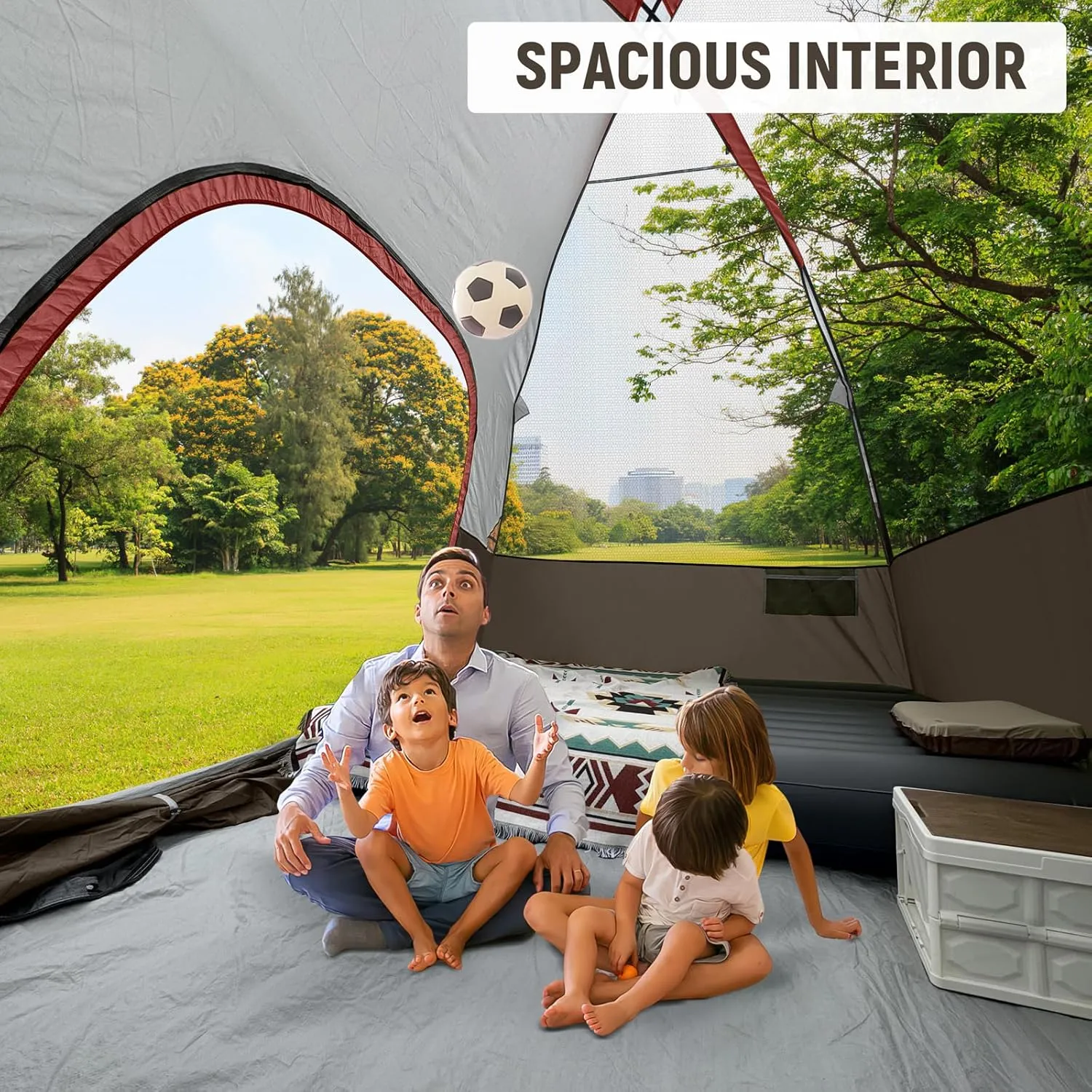 CAMPROS CP Tents for Camping 4/6 Person Tent Waterproof Windproof Double Layer Family Camping Tent, Easy Setup Dome Tent with Large Mesh Windows & Wider Door for Outdoor Camping & Hiking