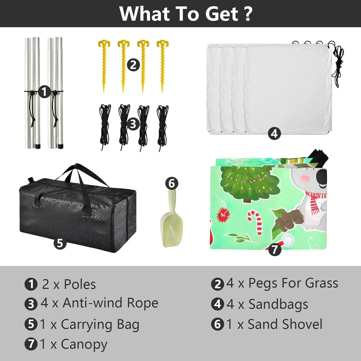Canopy Beach Tent Cute Koalas Christmas Green Gift Patio Sun Shade Outdoor 9.2 × 10.5 FT Shades Camping Sun Shelter Custom Waterproof with Poles Sand Anchor