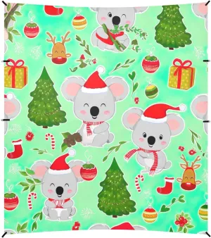 Canopy Beach Tent Cute Koalas Christmas Green Gift Patio Sun Shade Outdoor 9.2 × 10.5 FT Shades Camping Sun Shelter Custom Waterproof with Poles Sand Anchor