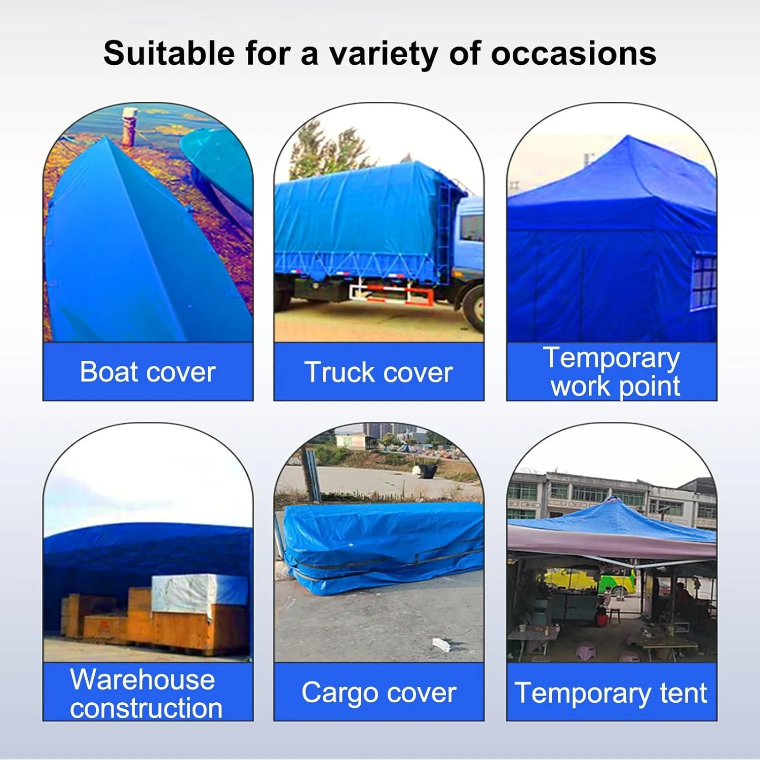 Canopy Tarp, Tarps Heavy Duty Waterproof, 8 Mil Thick Polyethylene Tarpaulin, Customizable, for Outdoor, Garden, Patio，Blue Tarp