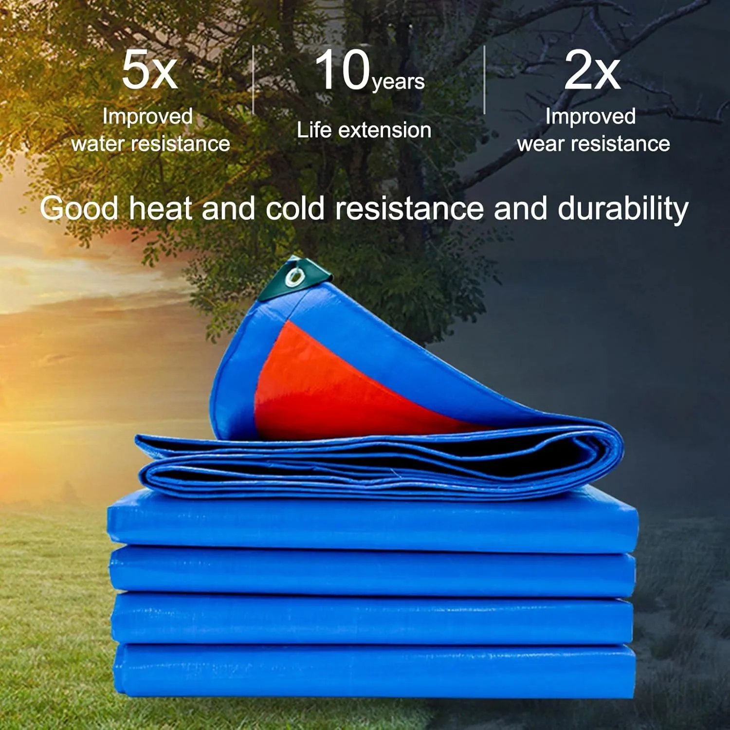 Canopy Tarp, Tarps Heavy Duty Waterproof, 8 Mil Thick Polyethylene Tarpaulin, Customizable, for Outdoor, Garden, Patio，Blue Tarp