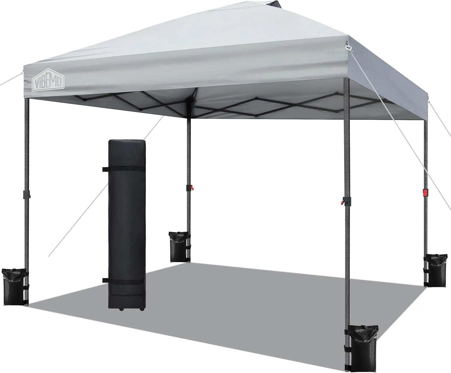 Canopy Tent 10x10, 1-Person Setup Pop Up Canopy Tent with Roller Bag, 3 Adjustable Height, 4 Sandbags, 8 Stakes, 4 Guylines, Waterproof and UPF50  Sun Protection Outdoor Canopy for Party，Beach